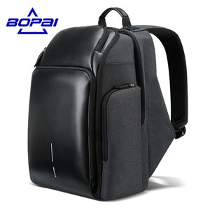 BOPAI Multi Layers Travel Backpack for Men Large Capacity Plecak USB Charging Notebook Backpack 15.6inch Male Functional Bagpack