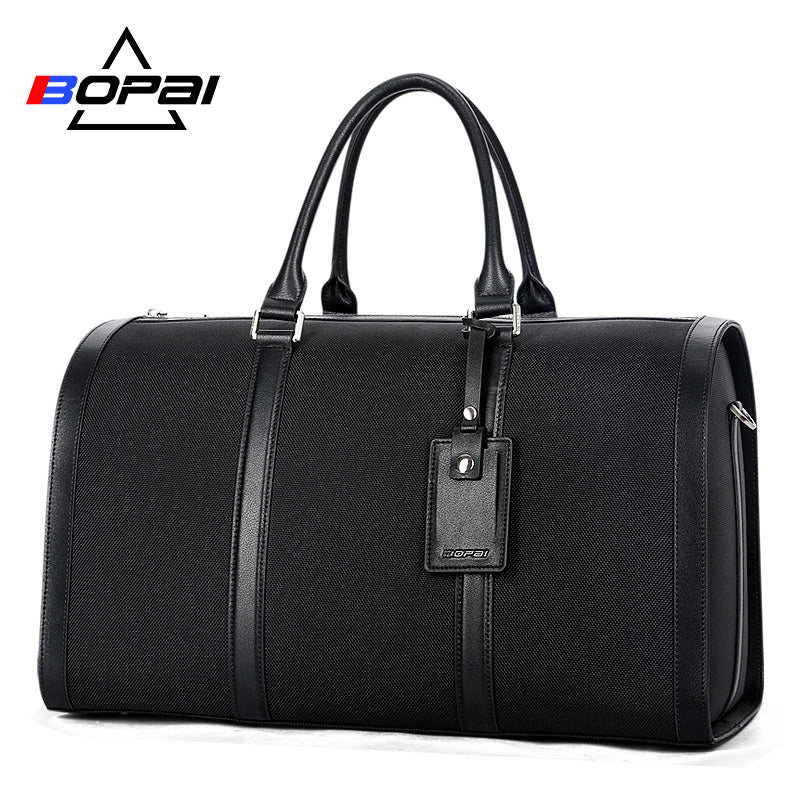 BOPAI New Designed Business Men Travel Bags Unisex Big Handbag Waterproof Men Duffle Shoulder Bag Women Carry On Luggage Black