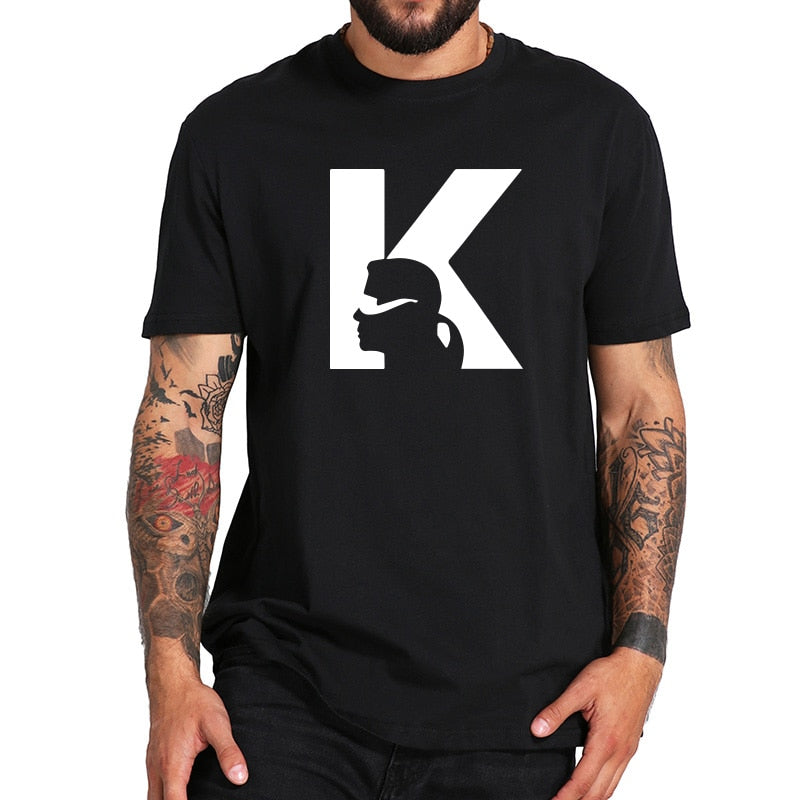 Karl Lagerfeld T Shirt Fashion Representative Image Outline Design Tees Short Sleeve EU Size 100% Cotton Casual T-shirt Homme