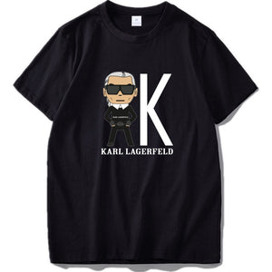 Karl Lagerfeld T Shirt Fashion Representative Image Outline Design Tees Short Sleeve EU Size 100% Cotton Casual T-shirt Homme