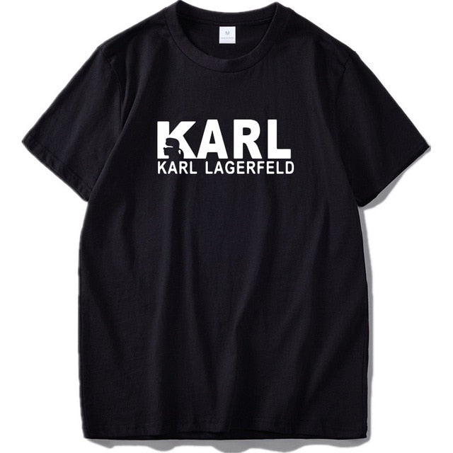 Karl Lagerfeld T Shirt Fashion Representative Image Outline Design Tees Short Sleeve EU Size 100% Cotton Casual T-shirt Homme