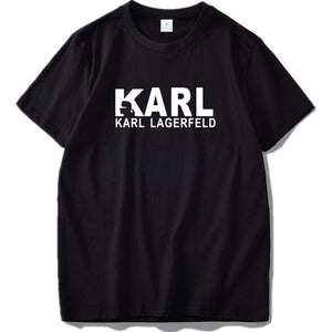 Karl Lagerfeld T Shirt Fashion Representative Image Outline Design Tees Short Sleeve EU Size 100% Cotton Casual T-shirt Homme