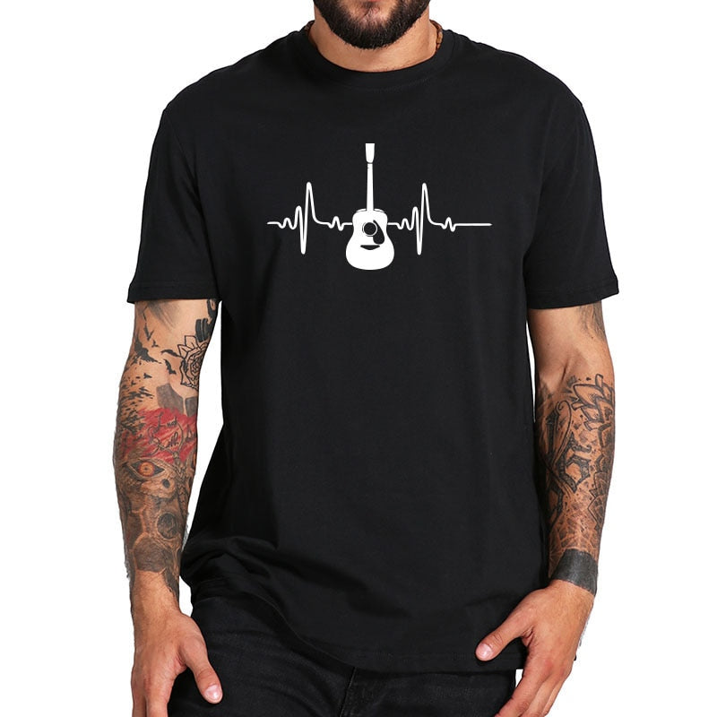 Guitar T shirt Music Fashion O-Neck Casual Tshirt 100% Cotton Breathable Fitness Top Hip Hop T-Shirt