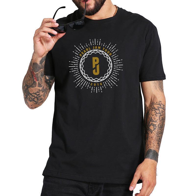 Pearl Jam Tops PJ Global Tour Graphic Shirt EU Size 100% Cotton T Shirt Men Memorable Short Sleeve Crewneck Soft Tee